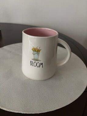 Rae Dunn Bloom Mug with Pink Interior and Floral Bucket